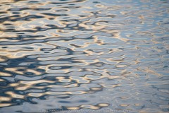 hints of sunset light play on the deep blue rippling water