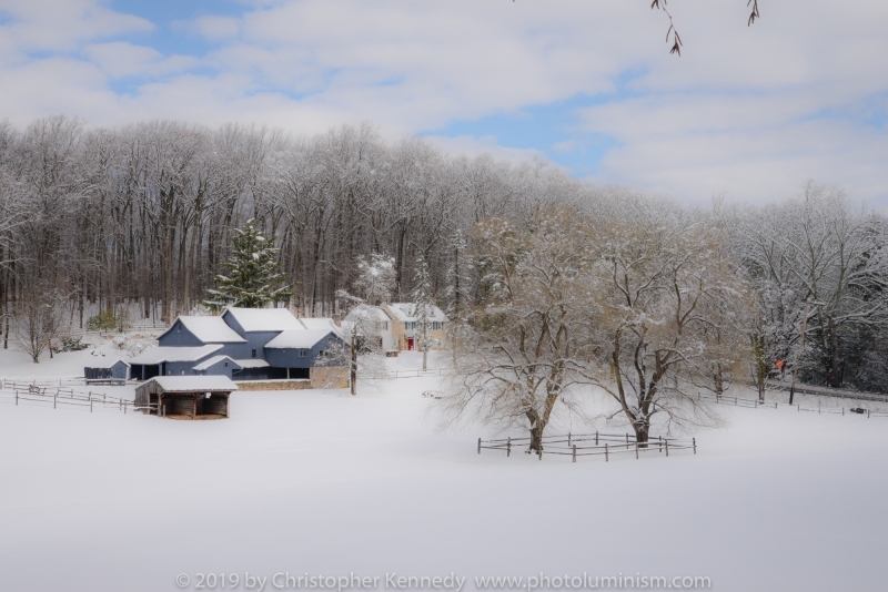 Idyllic Farm in Snow