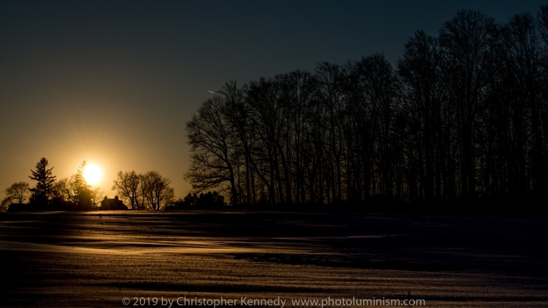 Sunset over snow field, Mechanicsville PA