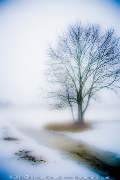 Snow melt run off in mist