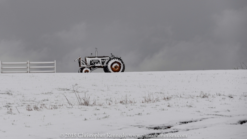 Tractor on 263 in snow